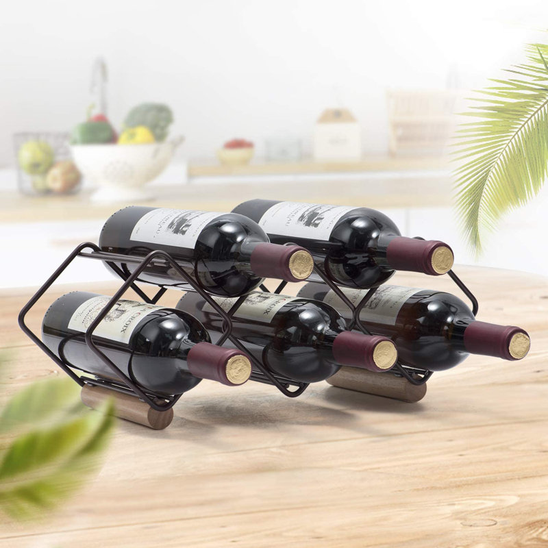 Prep & Savour 5 Bottle Tabletop Wine Bottle Rack in Black & Reviews